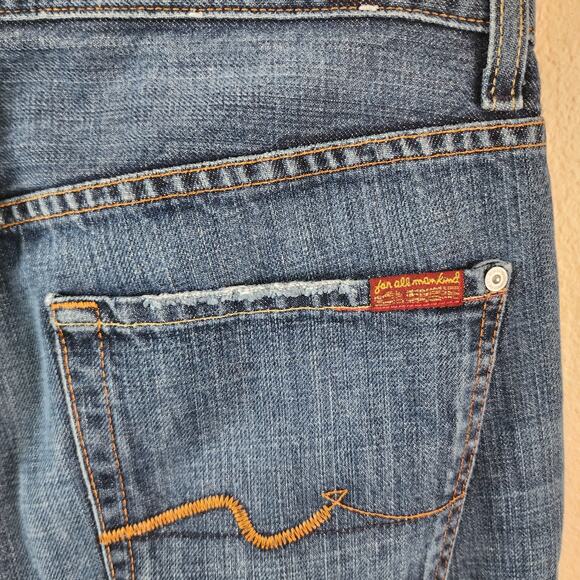 7 For All Mankind Brett Jeans Men's 31x32 Blue Denim Bootcut Dark Wash EUC USA - Picture 5 of 9